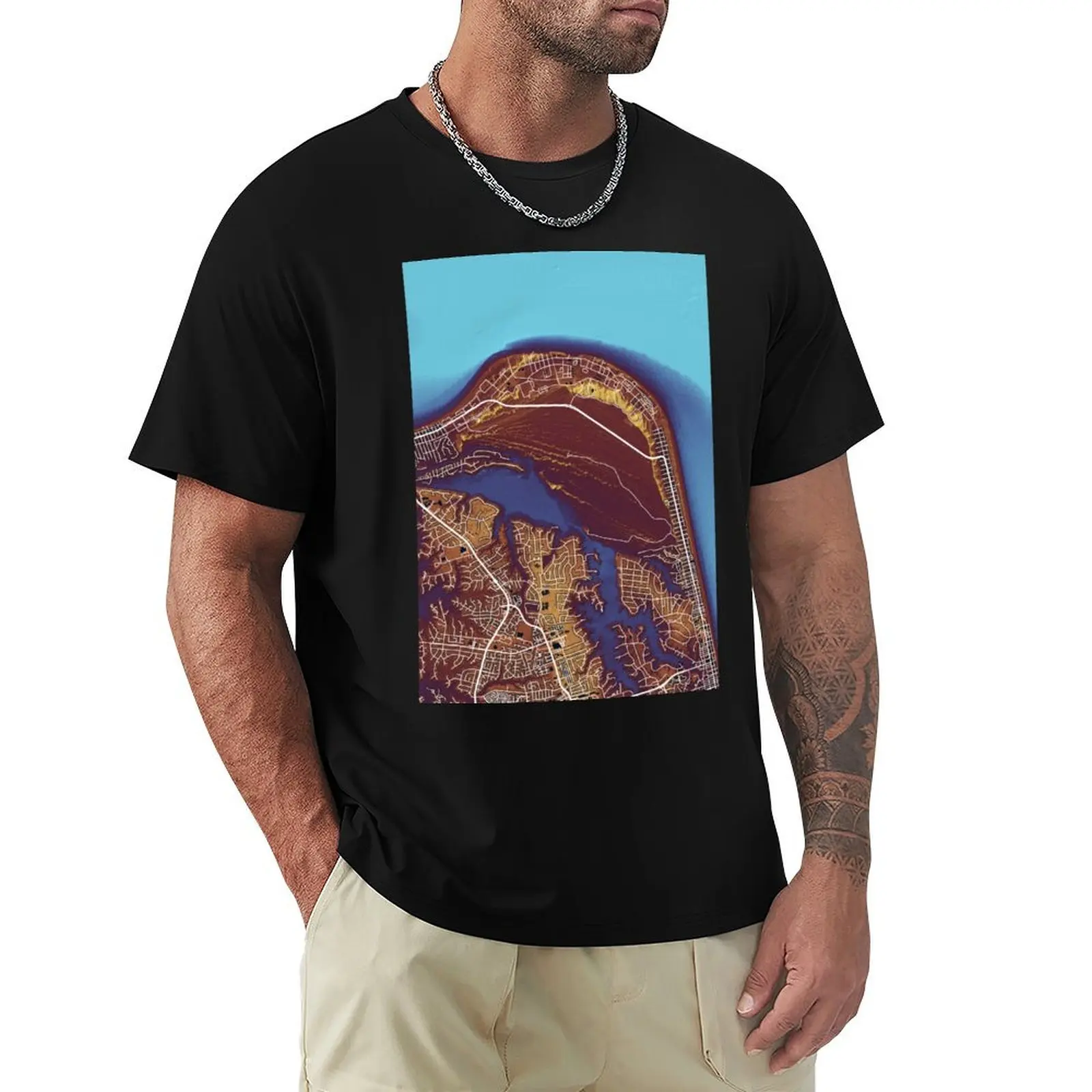 Cape Henry, Virginia Beach street map in comics colors T-Shirt Sweat Absorbing Sports Tee Shirt