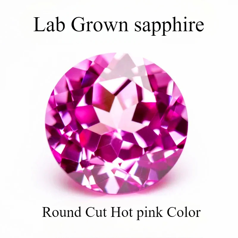 Lab Grown zafiro Color rosa forma redonda DIY anillo collar pendientes materiales principales extremadamente brillantes Calidad certificado AGL