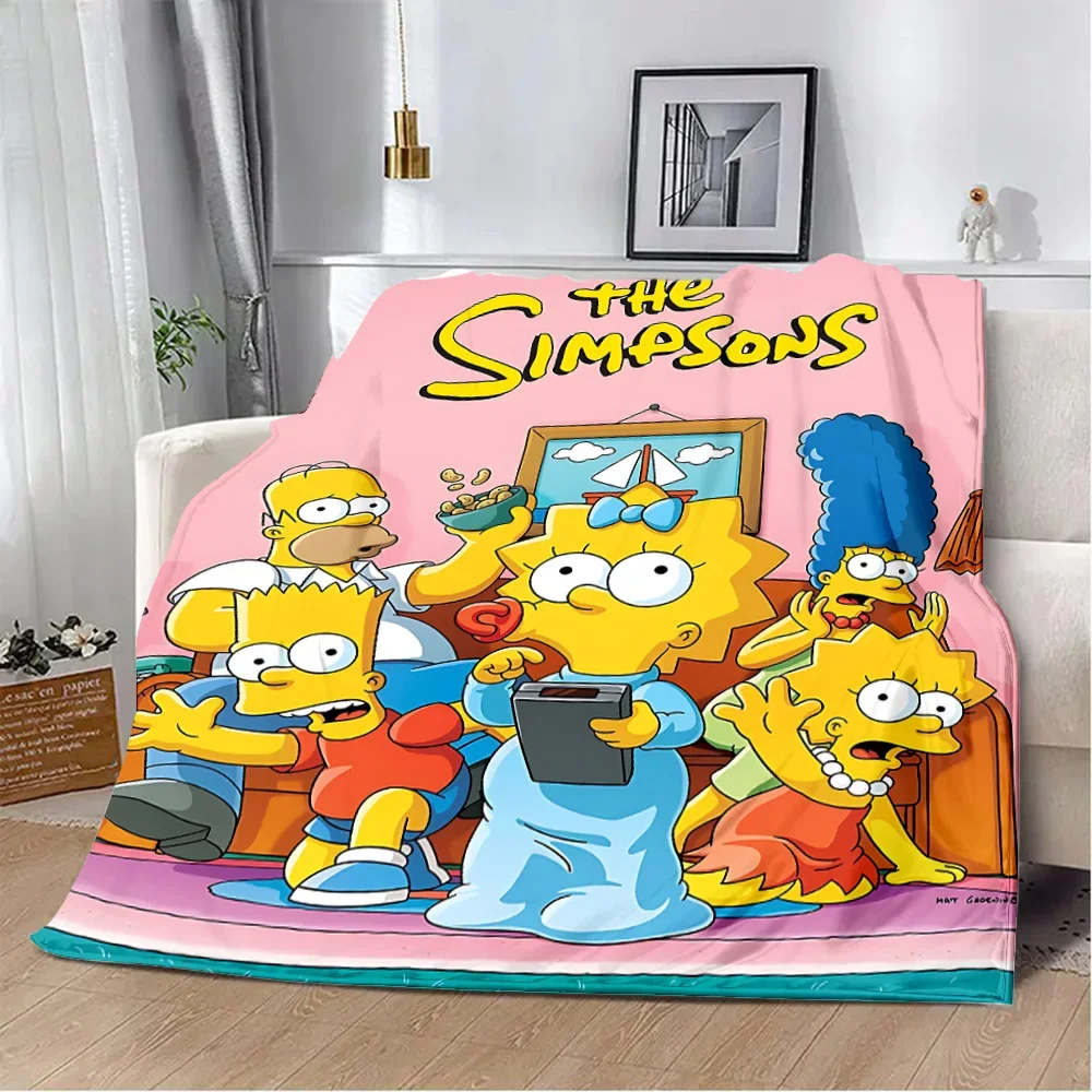 Printed Blanket Picnic Blankets Warm Blanket Soft and Comfortable S-the Simpsons Cartoon Print Blanket Home Travel Birthday Gift