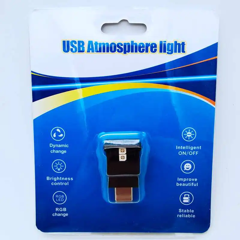 نوع C Led الضوء المحيط 8 ألوان RGB سطوع متدرج ديناميكي قابل للتعديل مصباح جو السيارة الداخلي #4