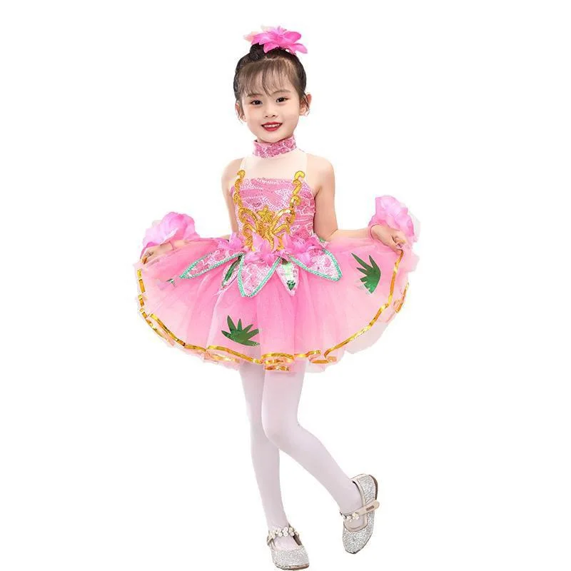 Children Ballet Tutu Skirt Jasmine Flower Dance Performance Costumes Kids Girls Ballroom Party Princess Dresses Choir Clothing