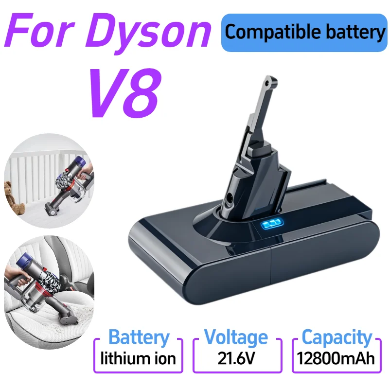

For Dyson V8 Absolute Handheld Vacuum Cleaner for Dyson V8 SV10 Battery 21.6V 12800mAh Replacement Battery