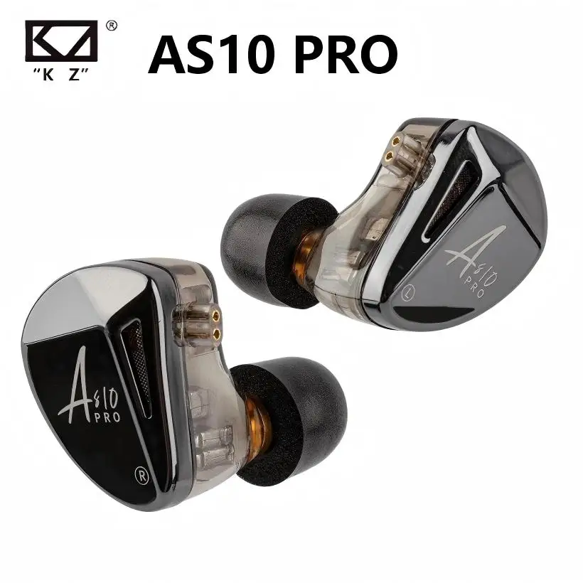 KZ AS10 PRO 5BA Balanced Armature In Ear Monitors HiFi Wired Earphones IEMs Audiophile Stage Monitor Detachable 0.75mm 2pin