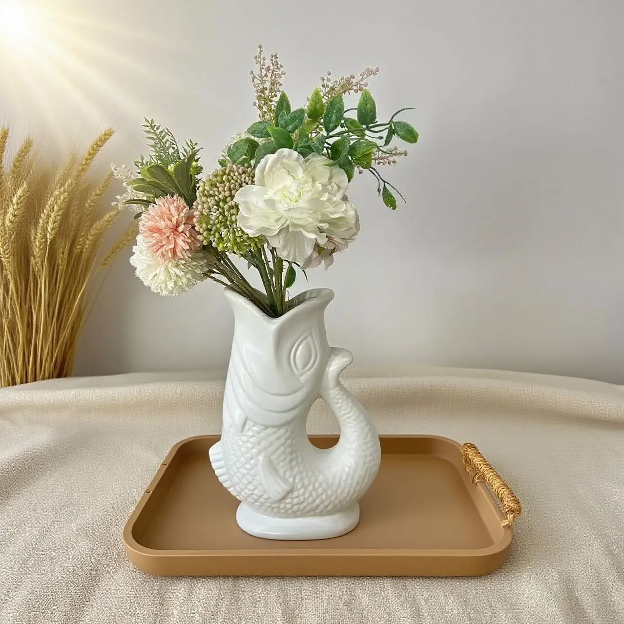 Creative Fish Mouth Ceramic Vase Goldfish Koi Fish Floral Arrangement Flower Vases Flowerpot Home Decoration Accessories