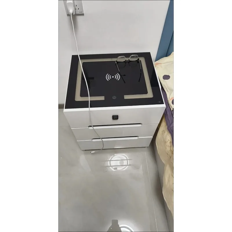 Smart Nightstand with Wireless Charger Bedside Table with LED Light Intelligent Cabinet End Table with USB Port Storage Drawer - view 3