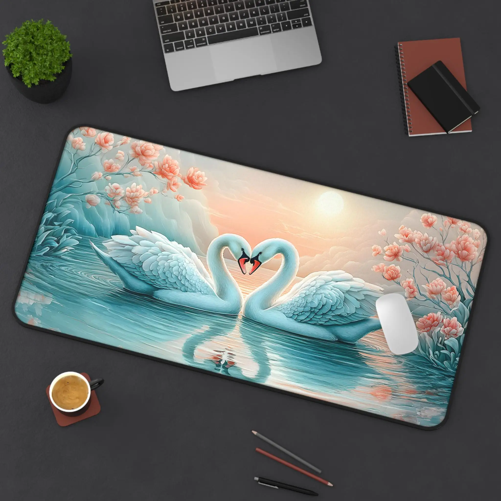Swan Pattern Desk Mat,non-slip and Waterproof Gaming Mouse Pad, Office Gaming Table Decorative Mat,the Perfect Gift for Friends.