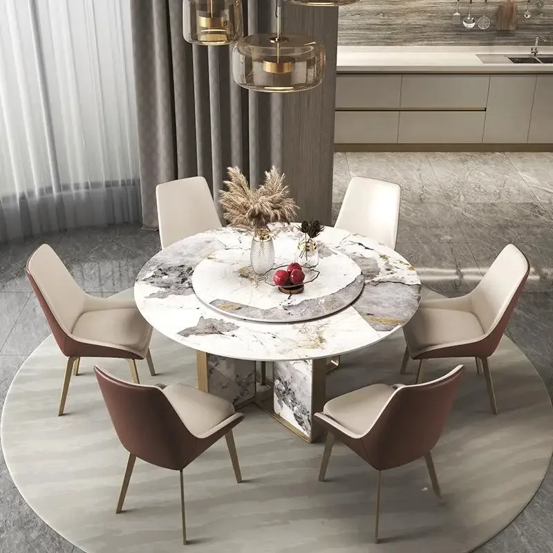 Any Size Custom Multiple Optional Natural Marble Round Dining Table Modern Simple Resistant Durable Home Dining Furniture