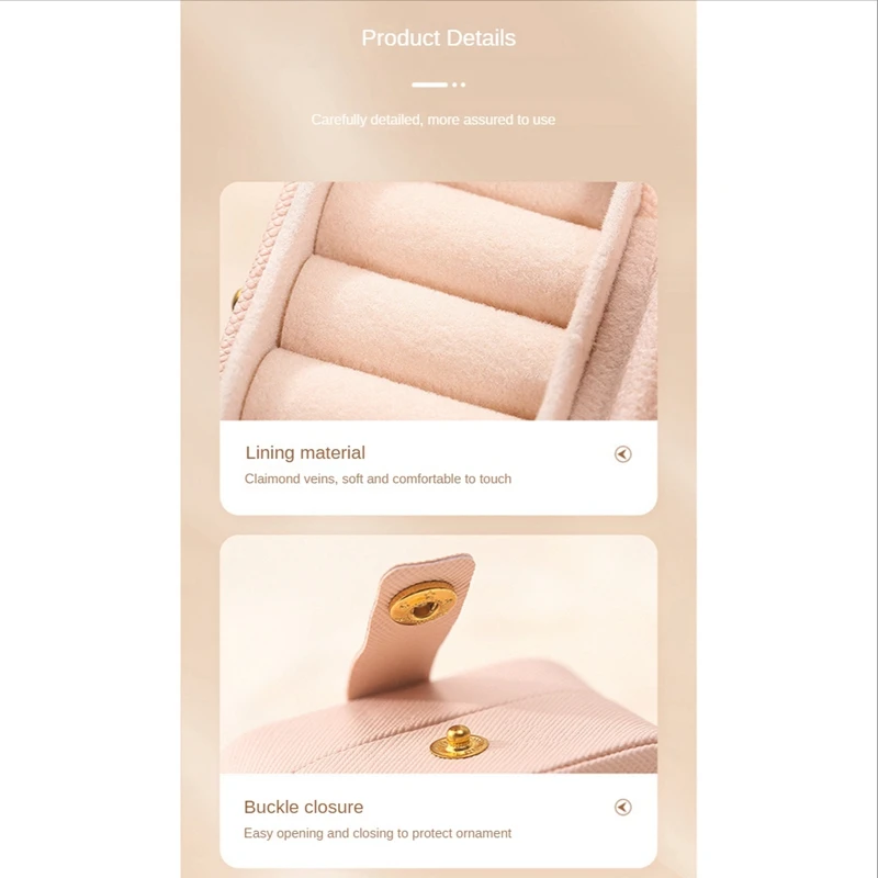 Portable Small Jewelry Organizer Display Travel Mini Gift Case Boxes Leather Earring Ring Holder Packaging Box