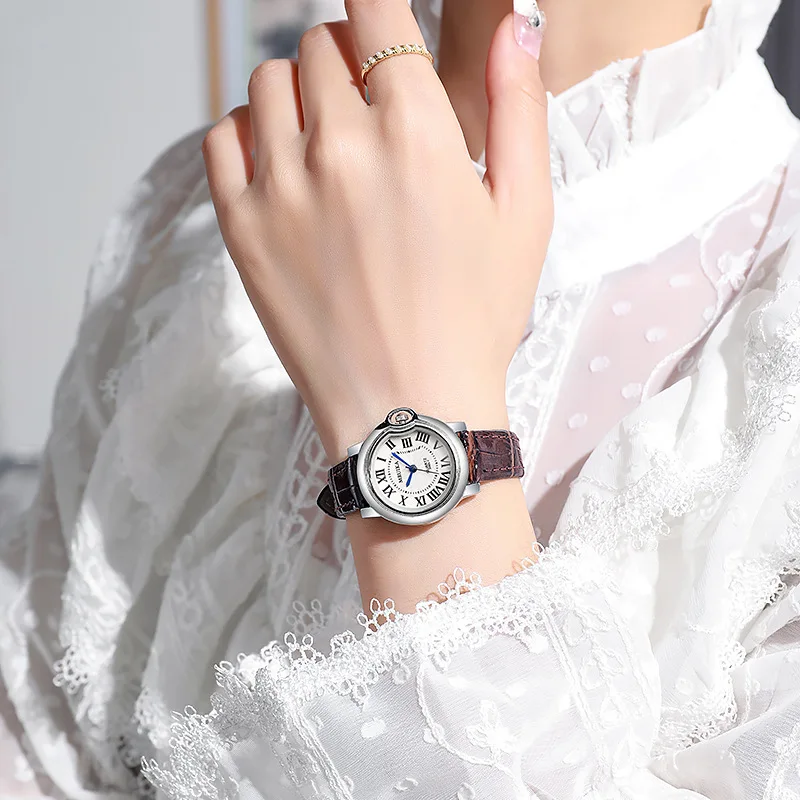 

Новые модные повседневные женские часы с кожаным ремешком, простой римский циферблат, мужские кварцевые часы, роскошные женские наручные часы, Relogio Feminino