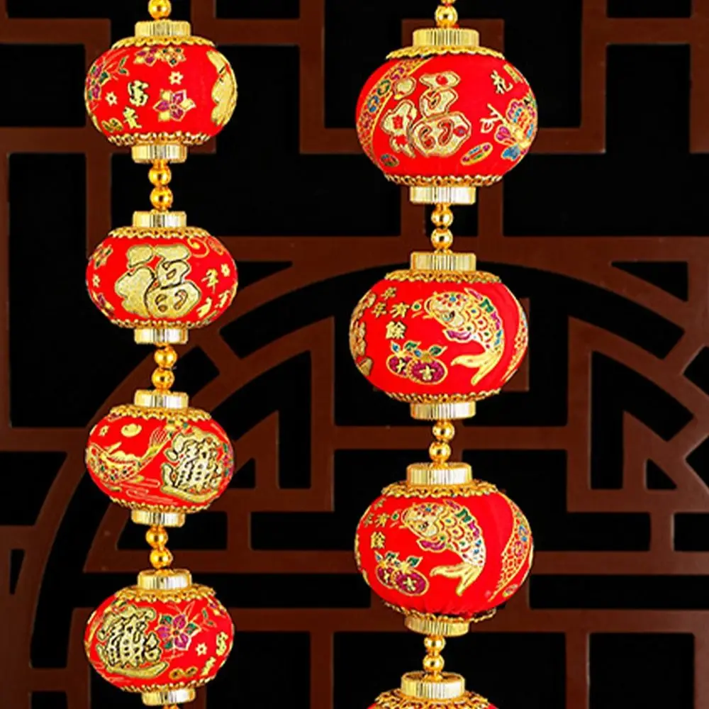 Massaal Nieuwjaar Rode Lantaarn String Chinese Stijl Traditionele Lucky Lantern Hanger met Kwastjes Zegen