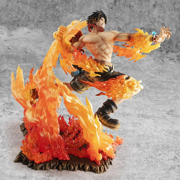 25cm One Piece Anime Figure Pop Fire Fist Portgas·d· Ace Battle Scene Pvc Action Figurine Collection Model Statue Toys Gifts