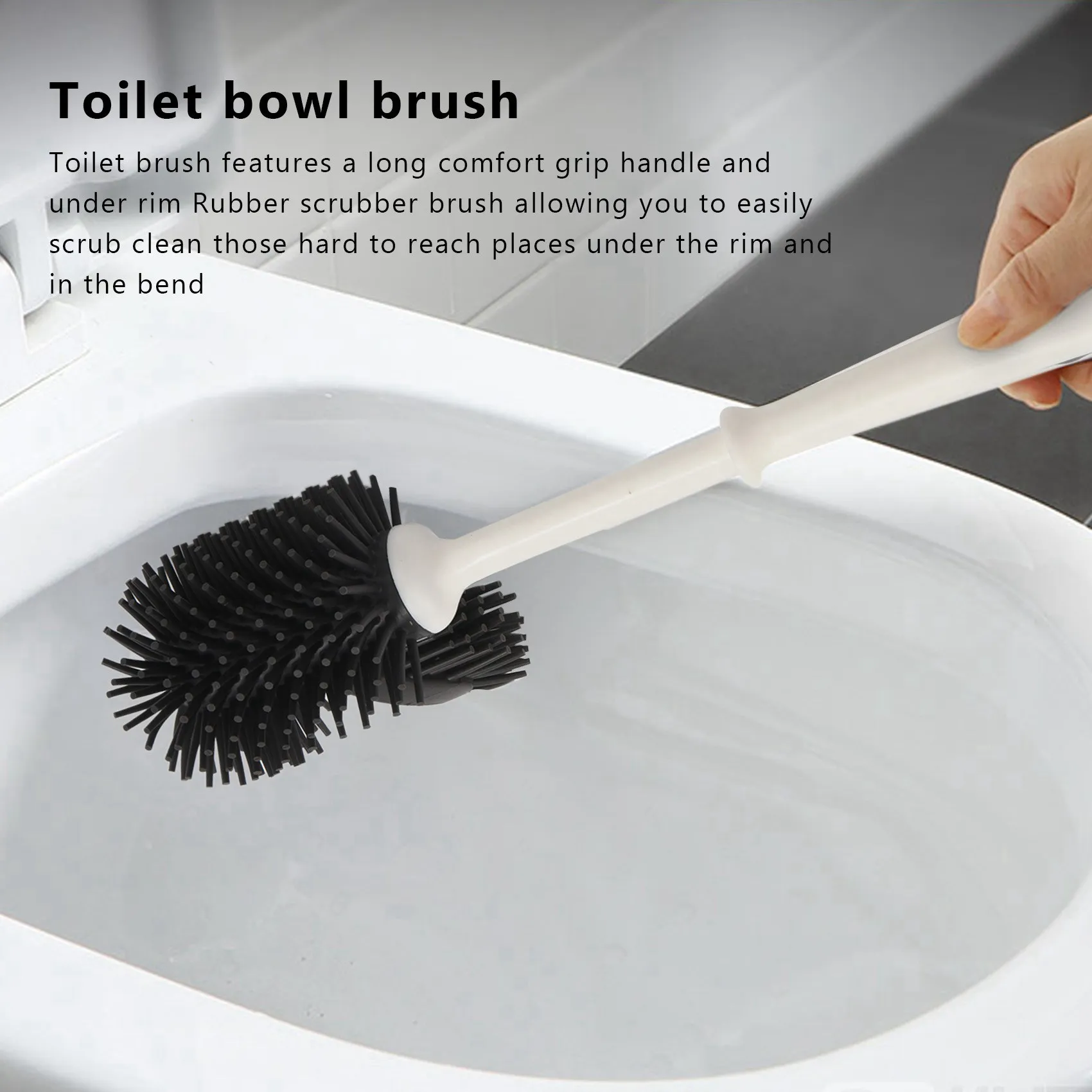 

Easy Use 2X Toilet Brush And Holder,Toilet Bowl Cleaning Brush Set,Under Rim Lip Brush And Storage Caddy For Bathroom