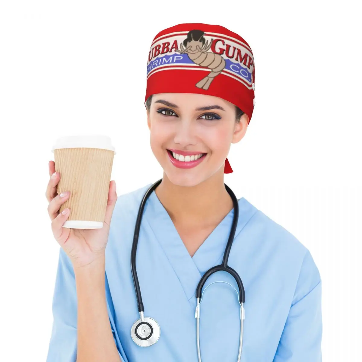 Bubba Gump Shrimp Forrest Movie Geek Scrub Hat Doctor Working Surgical Cap Unisex Adjustable Nursing Caps for Dentist