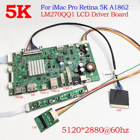 27 '' iMac 5120x2880@60Hz A1862 A2115 5K LCD Controller With DP Type-c Driver Board DIY Monitor kit For LM270QQ1 LM270QQ2 Screen