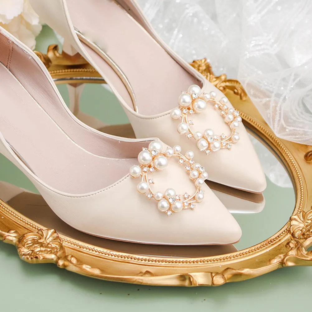 

2 шт. Декоративные клипсы для туфель на высоком каблуке с жемчугом, свадебные клипсы для обуви, пряжки со стразами и кристаллами, аксессуары для обуви