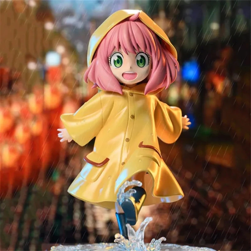 12.5CM Anime Spy × Family Anya Forger Action Figure Raincoat Version PVC Model Toy Statue Collection Christmas Gift For Children