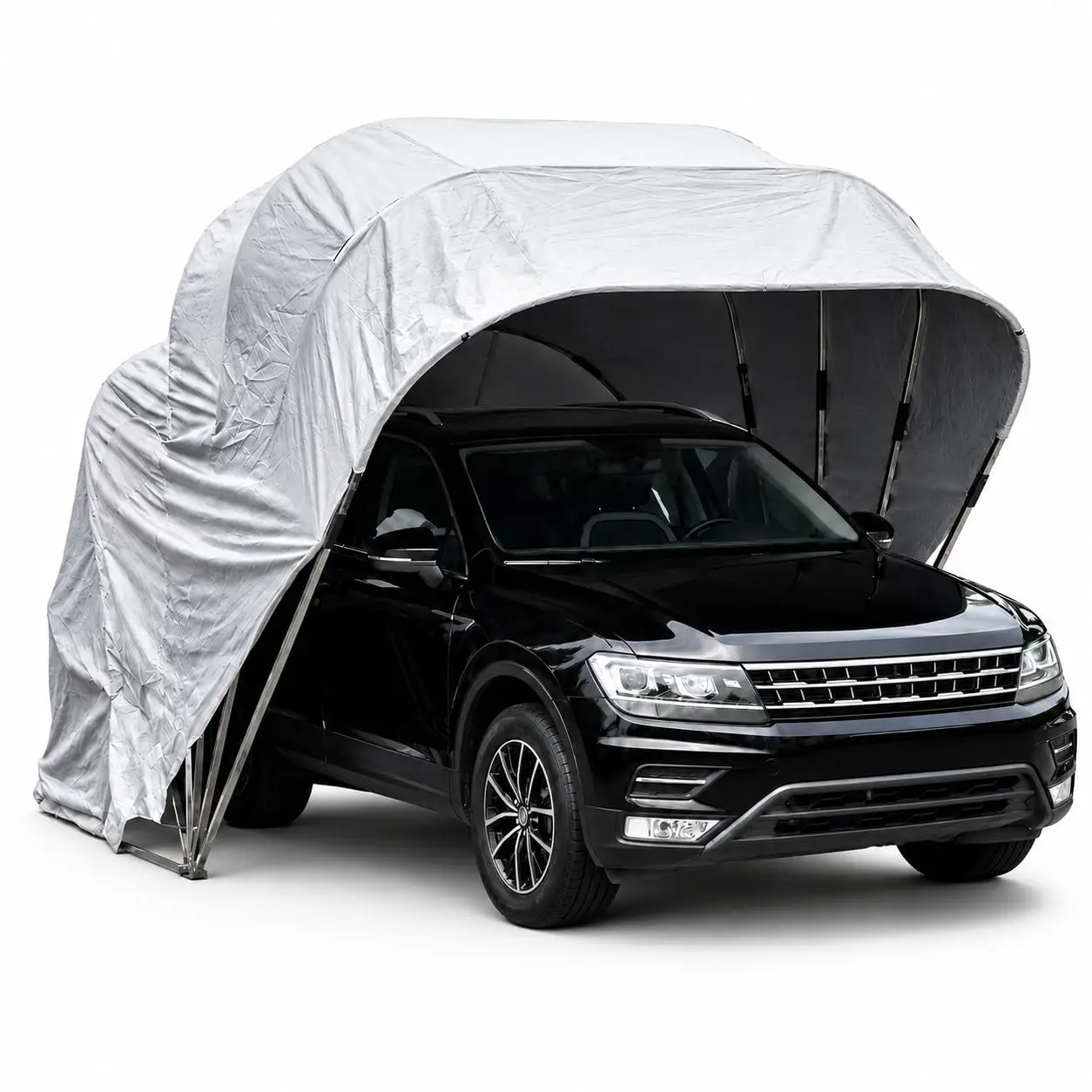 Folding Carport, 19.7 x 8.5 x 8.4 FT, Retractable Garage, Gray, Customized