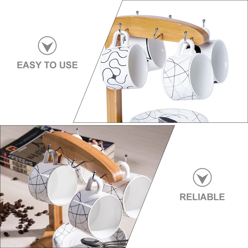 

Bamboo Cup for Mugs Glasses Tea Coffee Storage Rack Counter ganizer Water Cups Home Mug Holder Kitchen Accessory