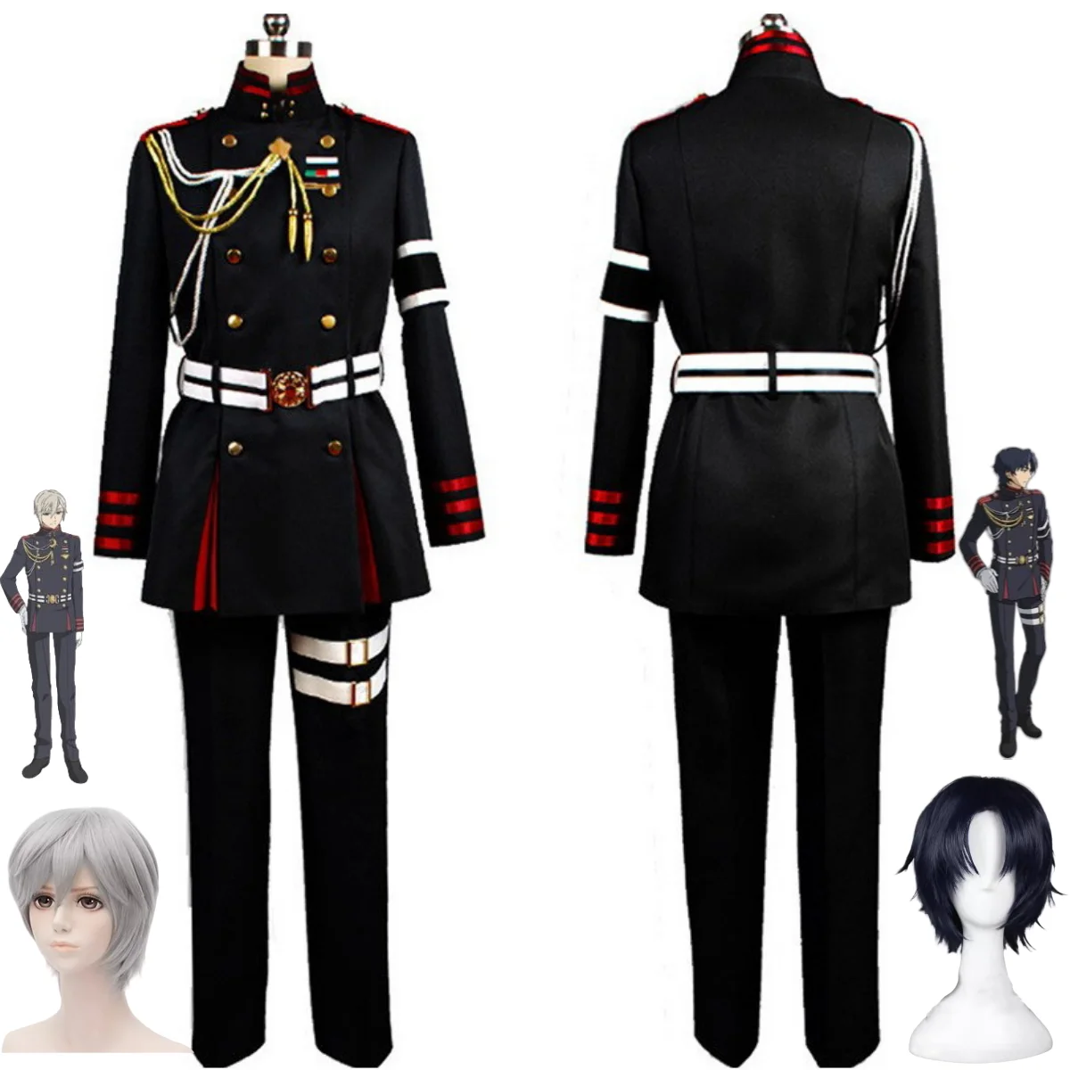 Anime Seraph of The End Guren Ichinose Hiiragi Shinya Cosplay Costume Wig Military Uniform Chest Accessories Man Carnival Suit