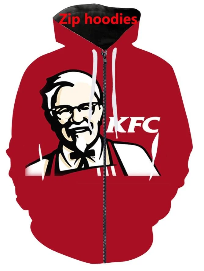 New 3D Print  KFC Clothing New Fashion Men/ Women Zipper Hoodies Plus Size S-7XL Harajuku  Four Seasons Casual