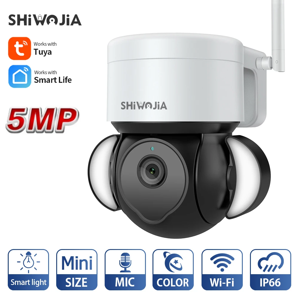 SHIWOJIA  5MP WIFI IP Surveillance Cameras Tuya Outdoor Wireless Security Protection Video Cctv Colud Two-way Microphone Cam