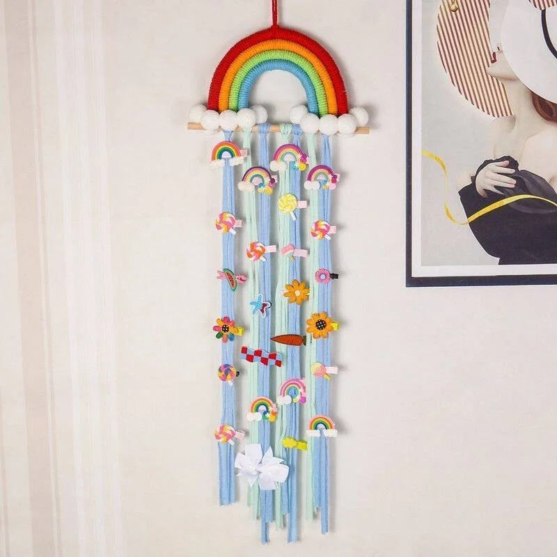 

Радужная детская заколка для волос, настенный браслет ручной работы, милый детский аксессуар для волос, органайзер для модных ювелирных изделий