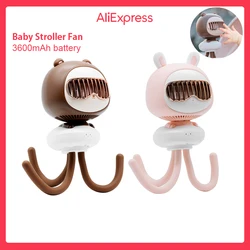 USB Baby Stroller Fan 3600mAh Battery Wireless Electric Air Cooler Hand Portable Bladeless Rechargeable Mini Car Ventilator Fans