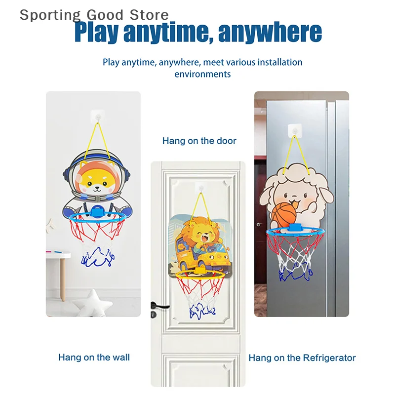 Soportes de baloncesto ajustables para niños, cesta de tiro con forma de animales de dibujos animados, juego de mesa de entrenamiento deportivo para interiores y exteriores