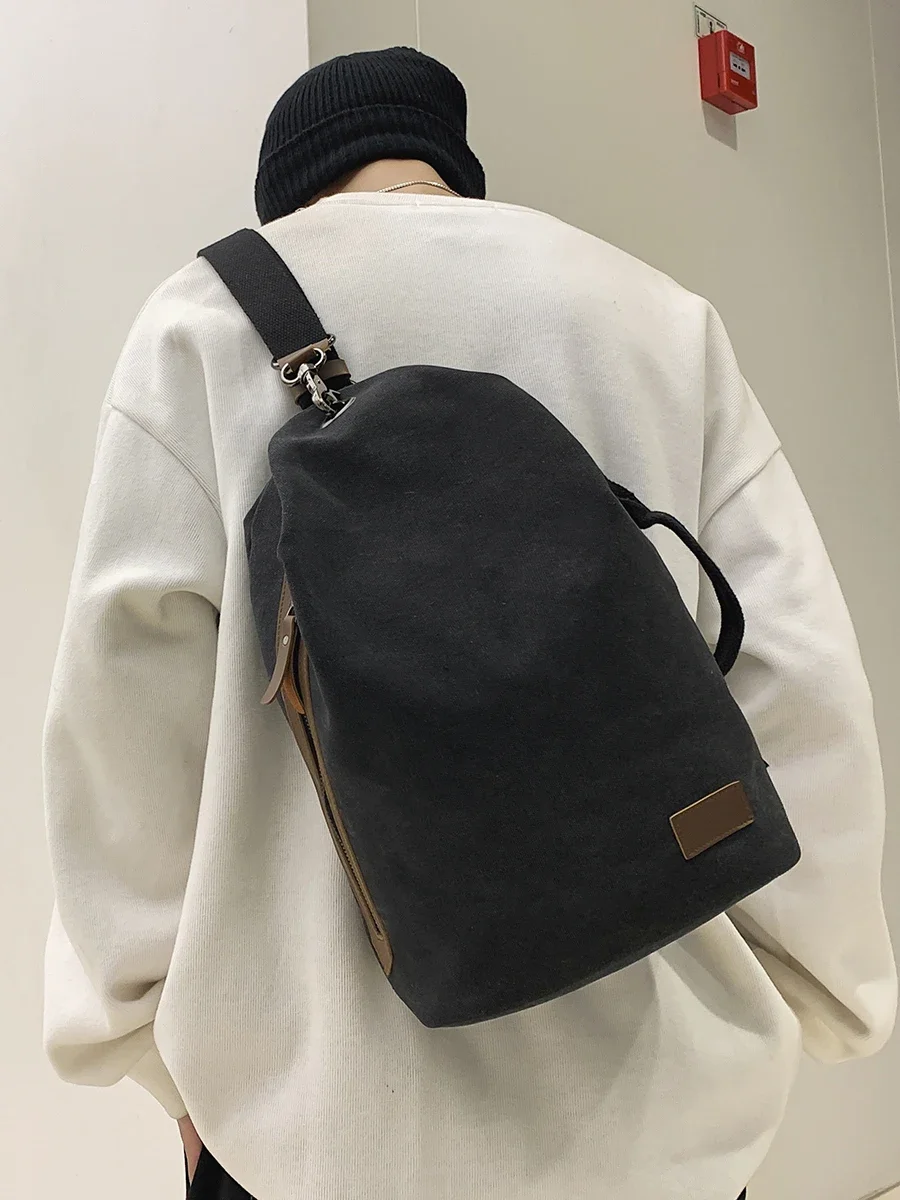 

Canvas Bag Men's Shoulder Bag Women's Crossbody Bag Large Capacity Japanese Vintage Multi-functional Fashion Student Backpack