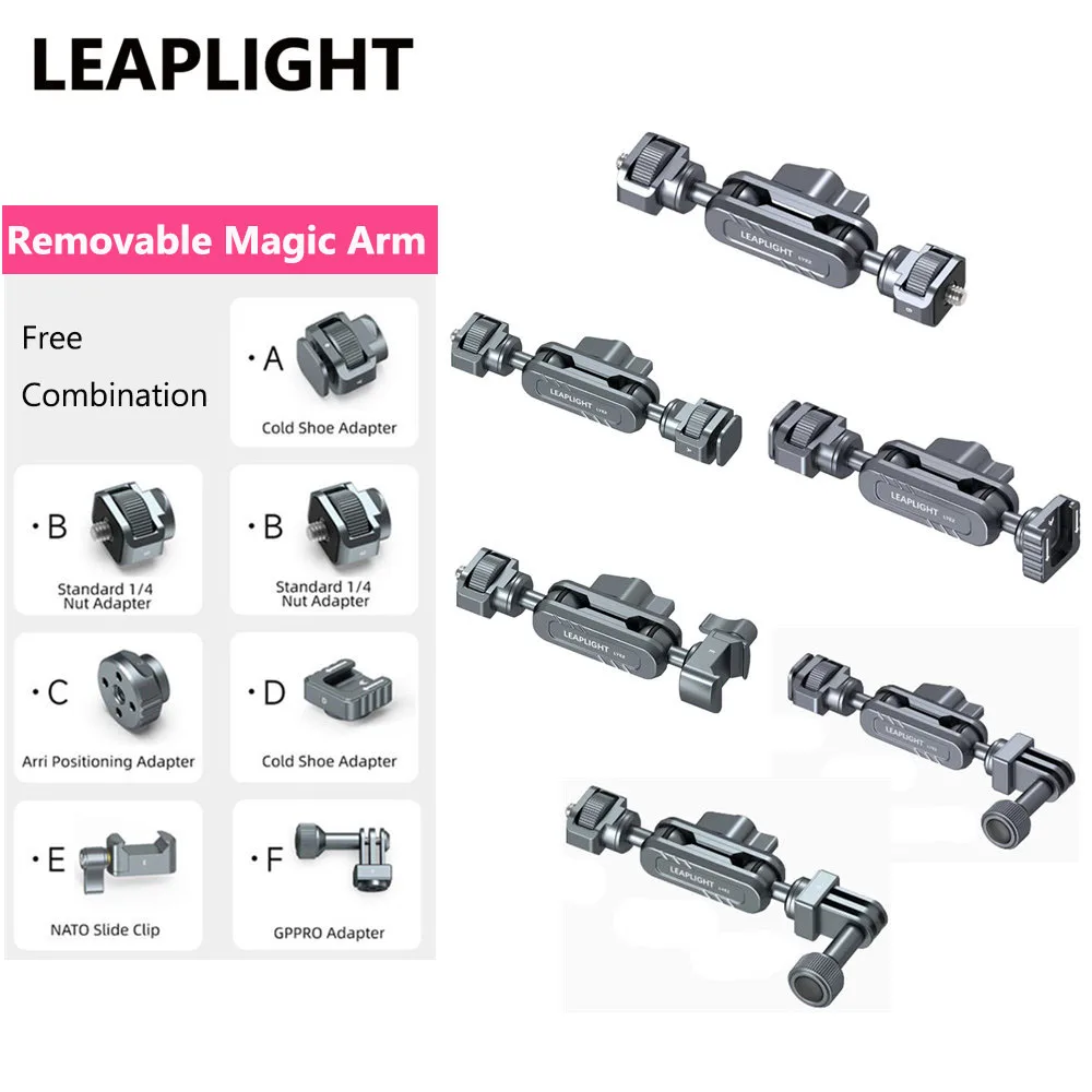 

LEAPLIGHT Removable Magic Arm Expansion Accessories with Ballhead Mount for Phone Camera Tripod Stabilizer Mic Free Combination