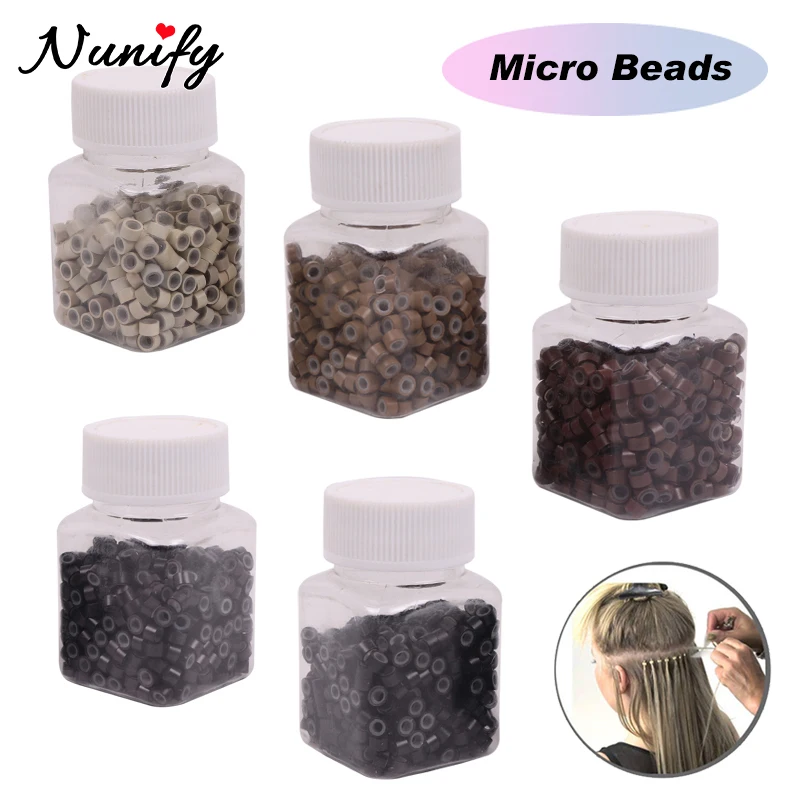 

Silicone Lined Beads Micro Rings For I Tip/Nano Hair Extensions Tool Beads 500Pcs Aluminium Micro Nano Links Rings Beads
