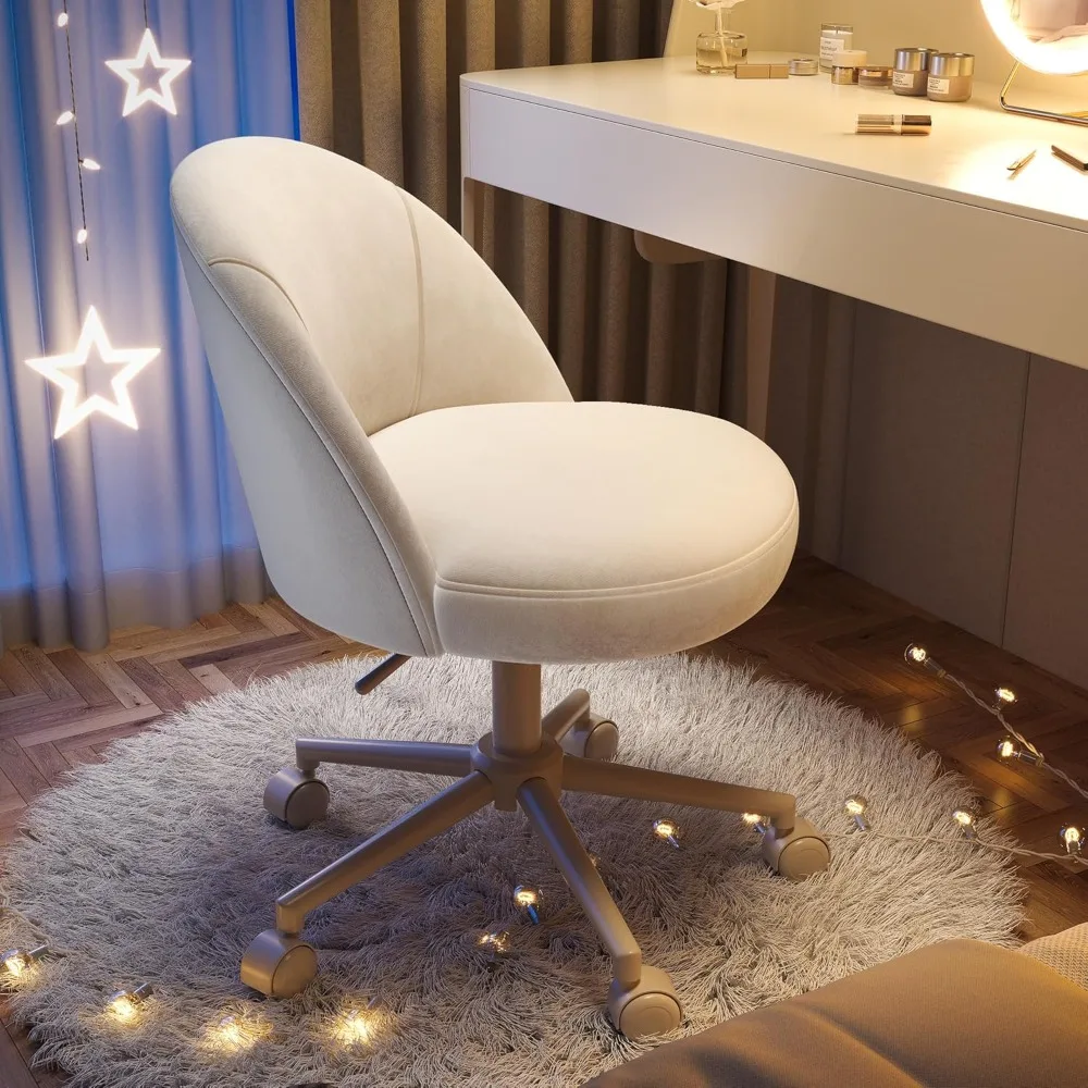 

Dressing Chair, Velvet Office Chair, Comfortable Lumbar Support, Cute Armless Office Chair, Adjustable Rolling Swivel