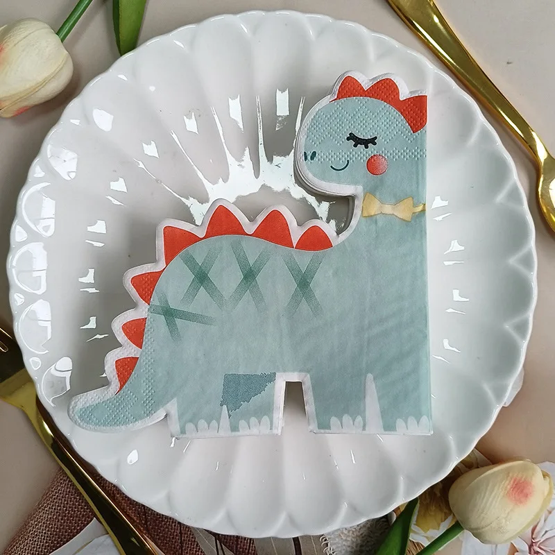 20 pçs/saco criativo selva dinossauro tema guardanapos de papel tecidos descartáveis toalha para crianças menino aniversário chá de fraldas festa decoração