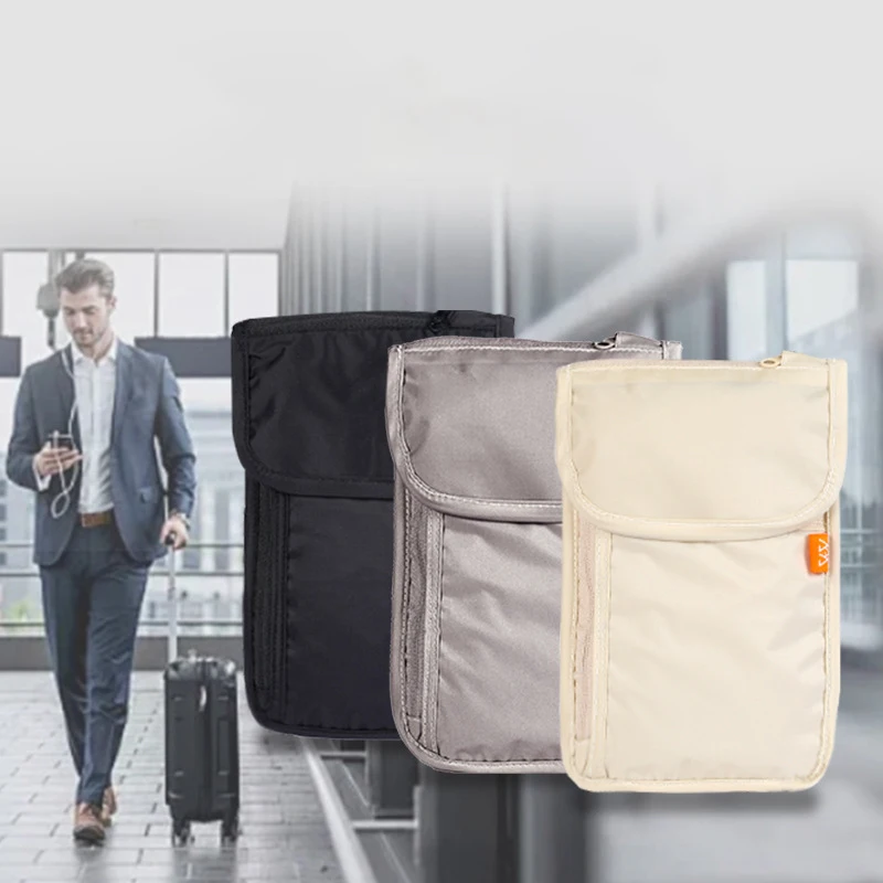 Rfid-Blocking Travel Pouch Nek Portemonnee Waterdicht Familie Paspoorthouder Organizer Multi-Pockets Paspoortdocument Krediethoesje