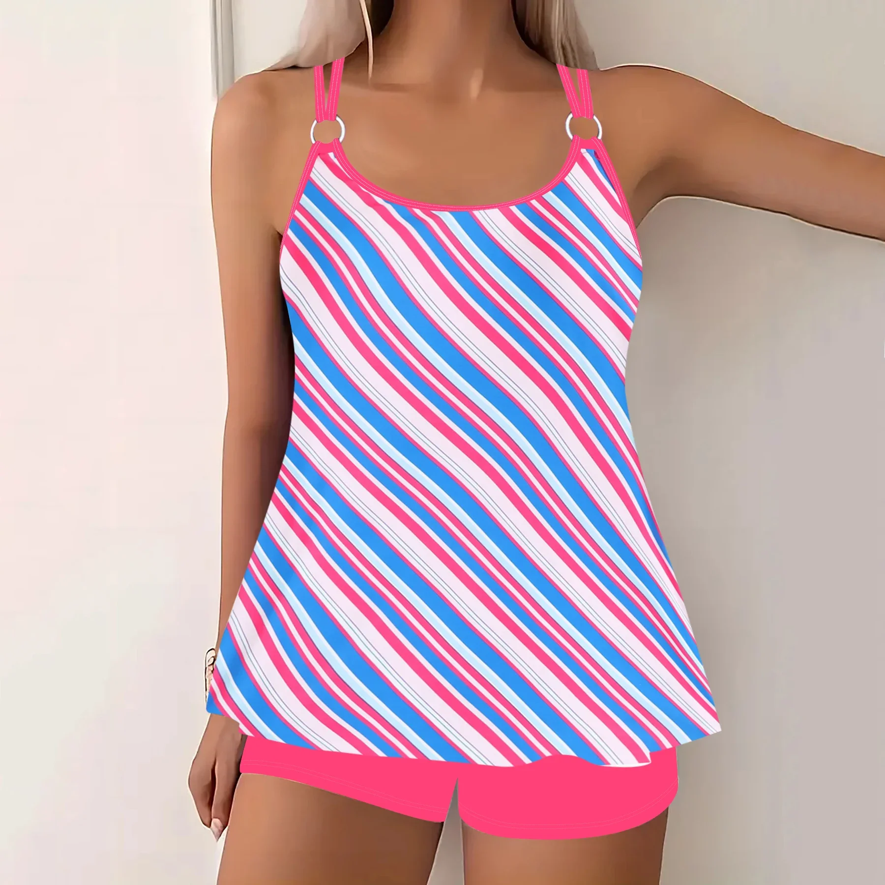 Floral Pattern 2 Piece Set Tankini, Skirted Style with Boyshorts Swimsuits, Women's Swimwear & Clothing Summer Sexy Bikini