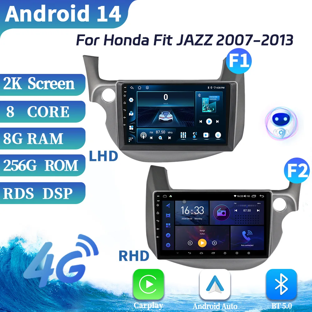 

For Honda Fit JAZZ 2007-2013 Navigation Wireless BT CarPlay Car Radio Multimedia Video Player Navigation Android Screen Stereo