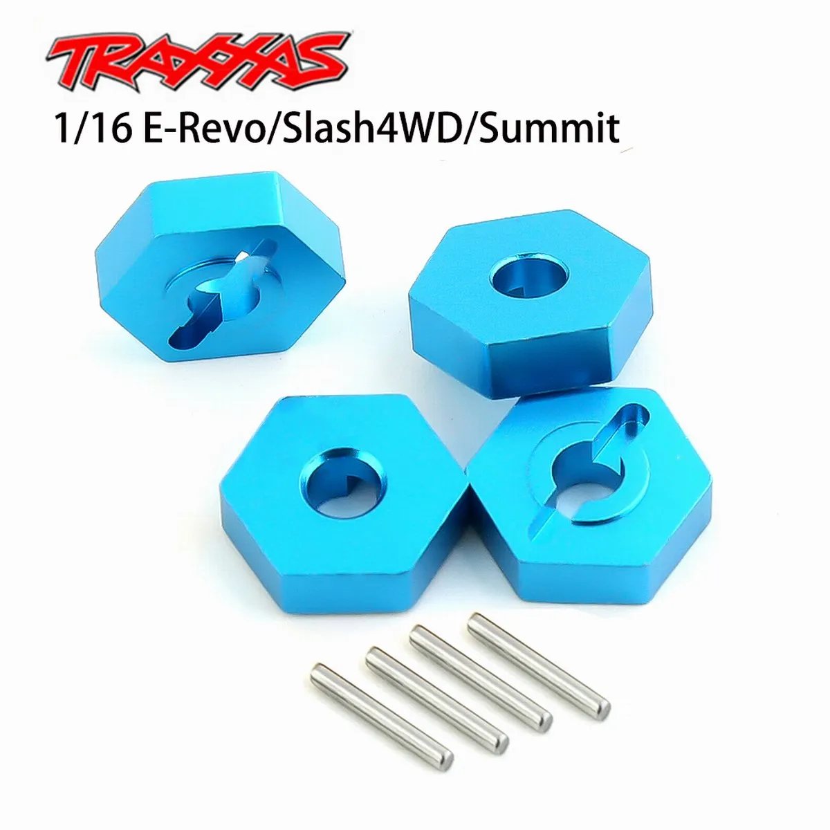 #7154 4Pcs Aluminum 12MM Hex Wheel Hubs With Axle Pins Upgrade Parts For RC CAR Short Truck Traxxas 1/16 Summit E-Revo Slash 4WD