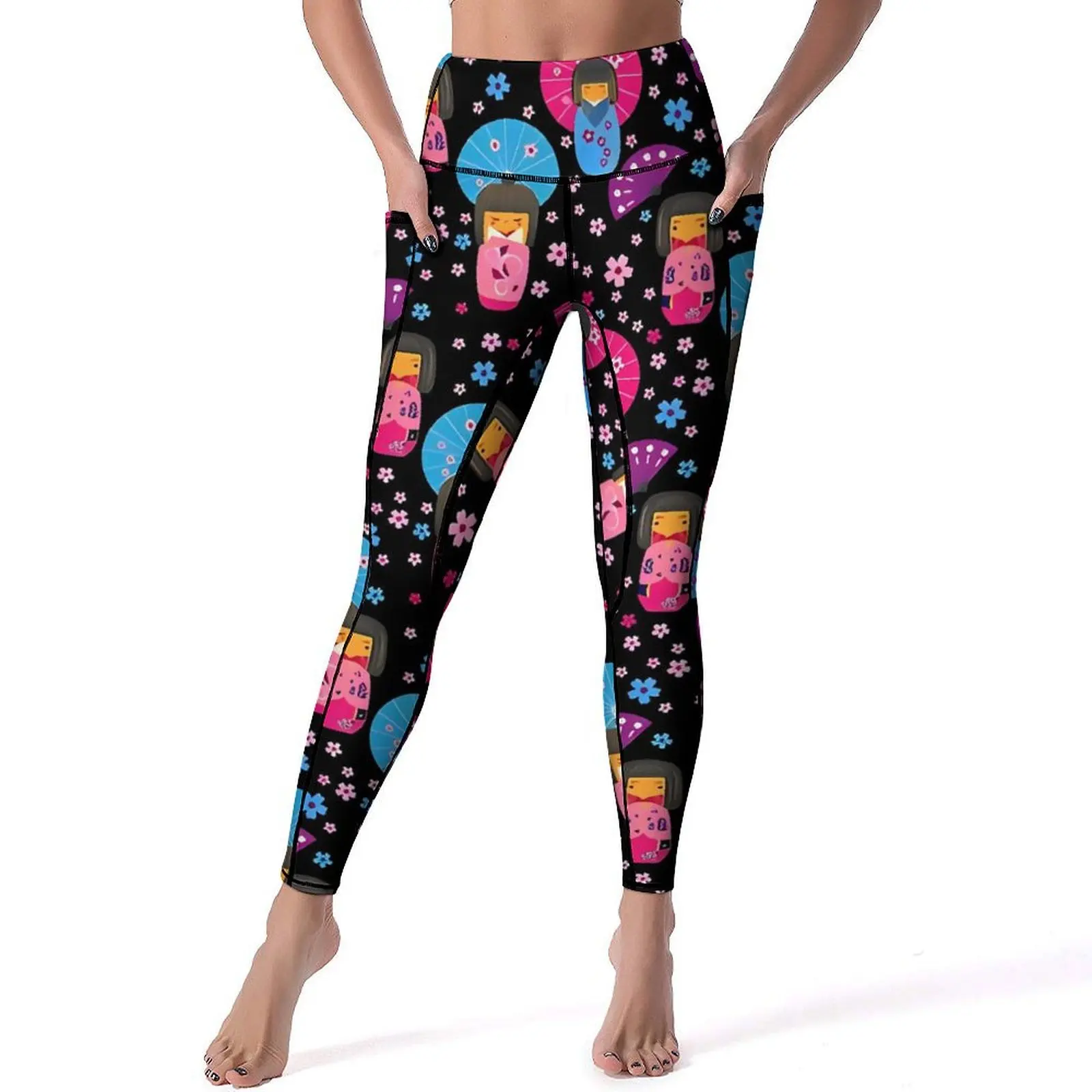 Leggings de Poupées Japonaises, Motif Warrieshi, Pantalon de Yoga, Push-Up, Décontracté, Extensible, Collants de dehors Personnalisés, Cadeau