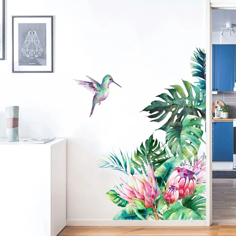 

Beautification Home Decor Tropical Plants Background Wall Decoration Hummingbird Wallpaper Decoration Mural Decals Wall Sticker