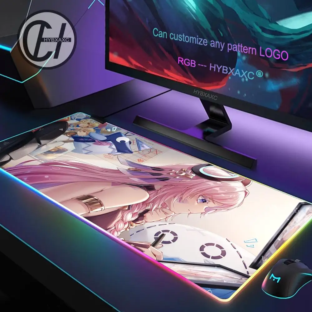 Gamer Genshin Citlali Mouse Pad Anime Gaming Mouse Pad LED Table Pads Backlit Rubber Desktop XXL Mousepad RGB Desk Mats
