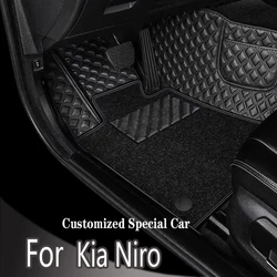 Kia niro de mk1 2017-2022のカーマット,カスタムフットパッド,革製カーペット,インテリアアクセサリー,2018, 2019, 2020, 2021