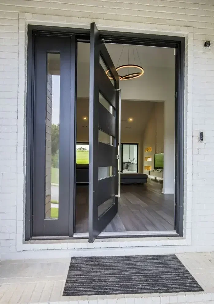 الباب الدوار الكلاسيكي أحدث استبدال الخشب الحبوب الباب الخارجي دخول المحور أبواب الألومنيوم الفرنسية للفيلا ديكور المنزل