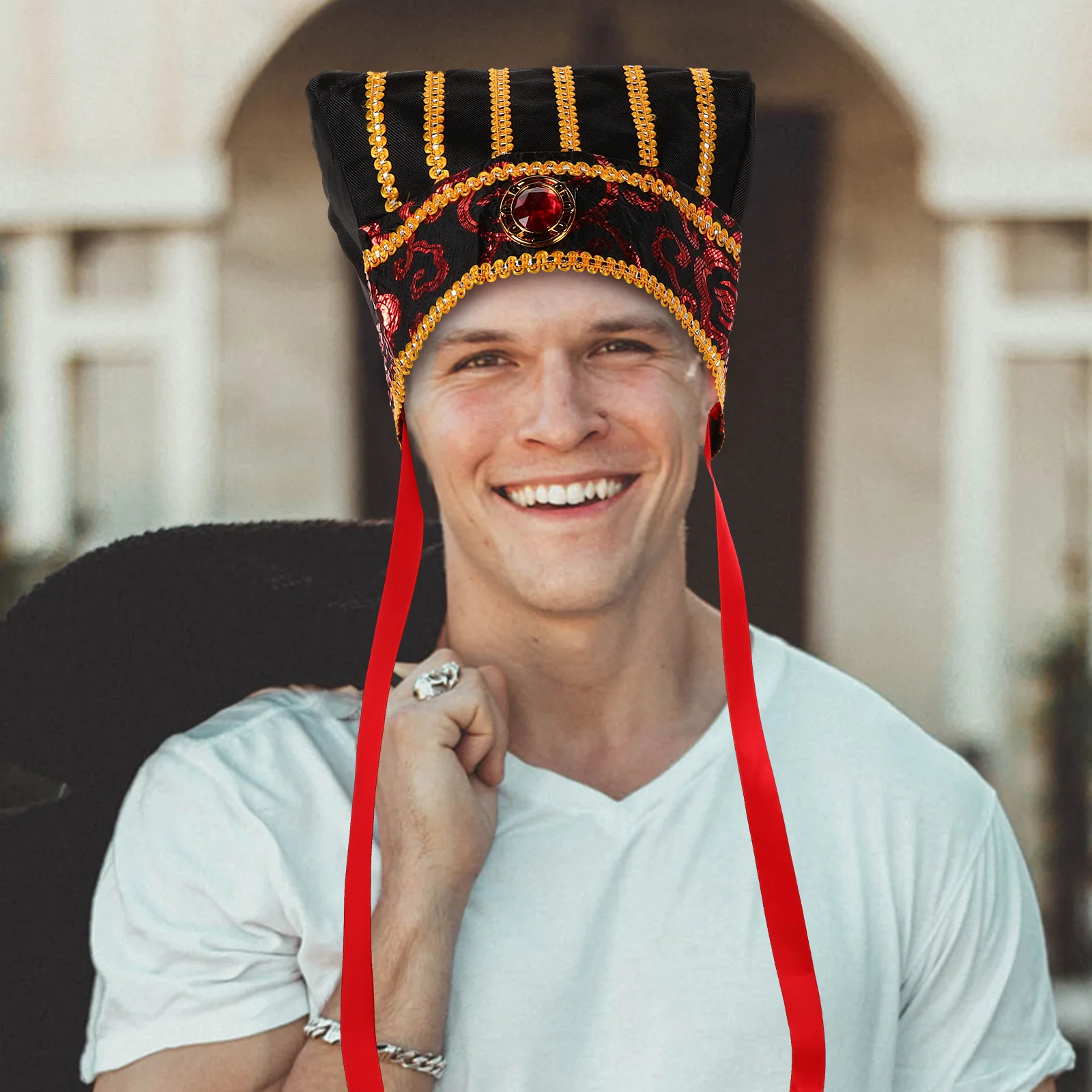 

Traditional Chinese Style Hat Cosplay Cloth Hat Prop for Festivals Party Decorative Headwear Festival Cloth Headwear