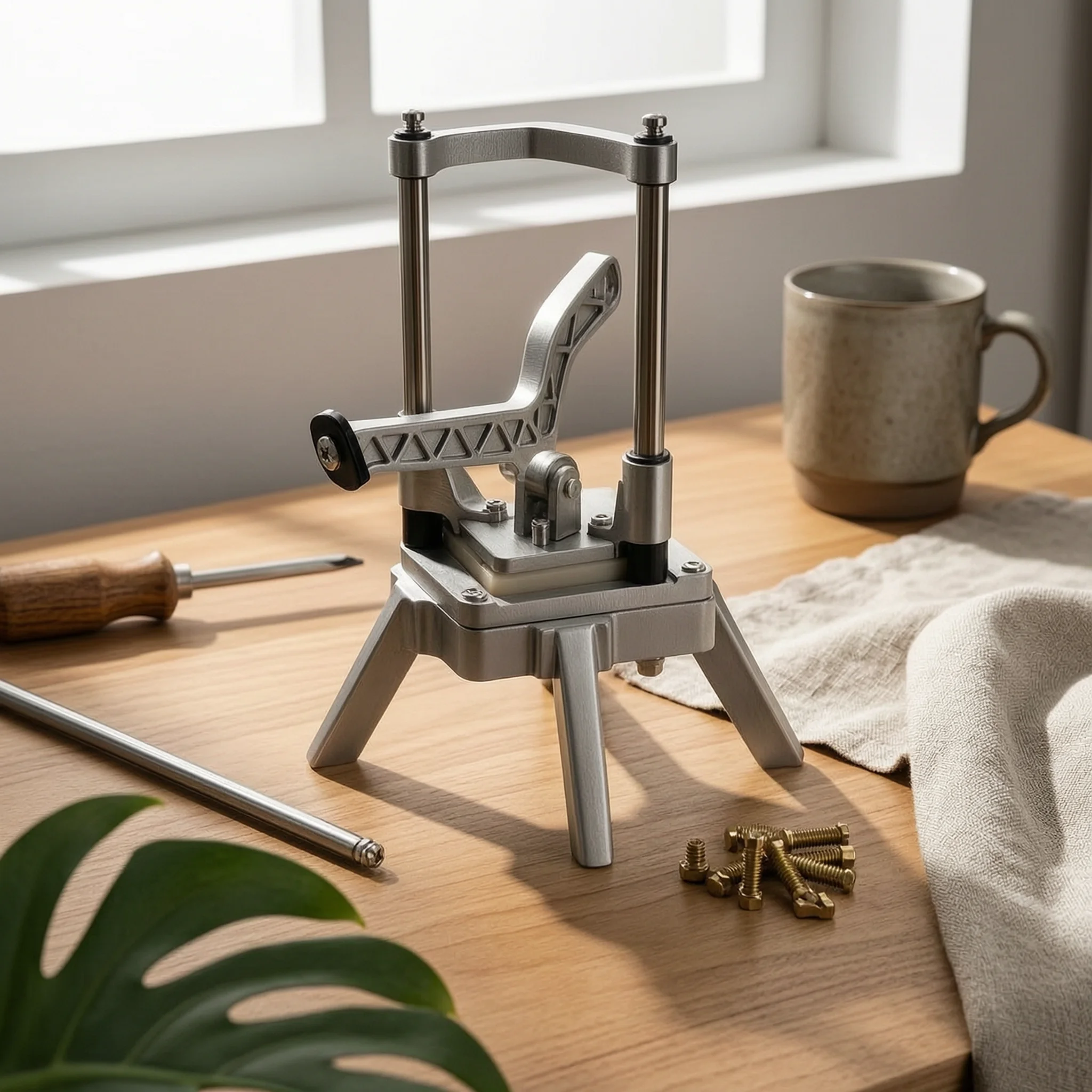 Vegetable and Fruit Chopper Upright Manual Cutting Machine Potato Cutter with Interchangeable Blades Lever Action for Chefs