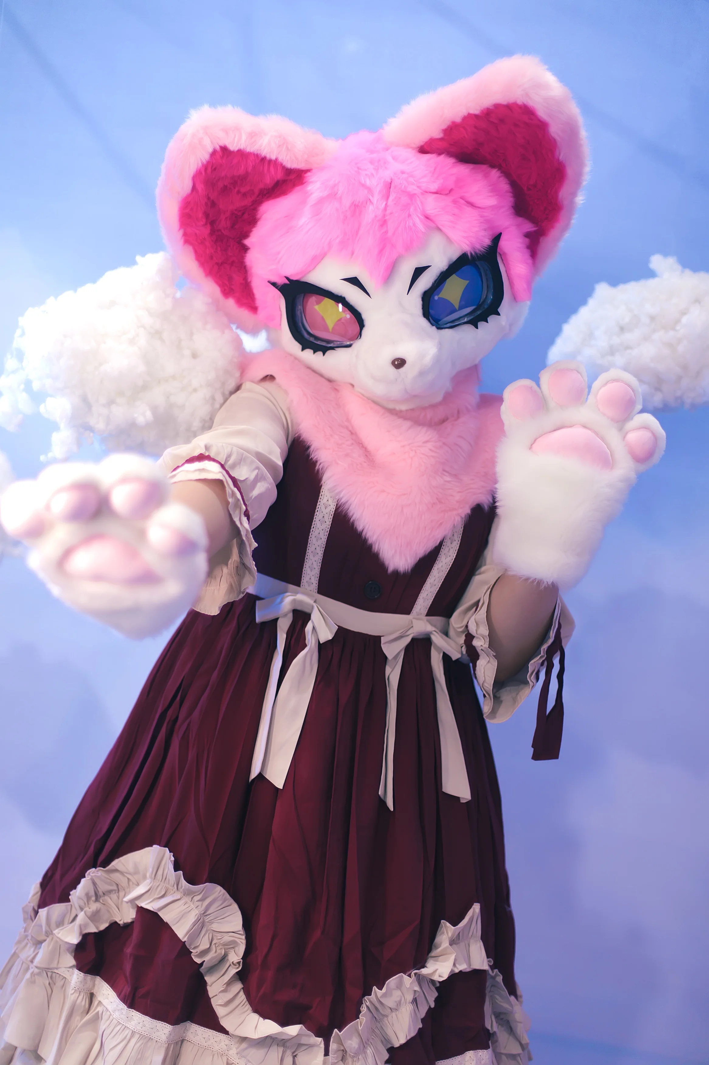 

Pink Husky Doll Clothes Dog with Skull Large Event Performance and Cosplay Costume (Head Only)