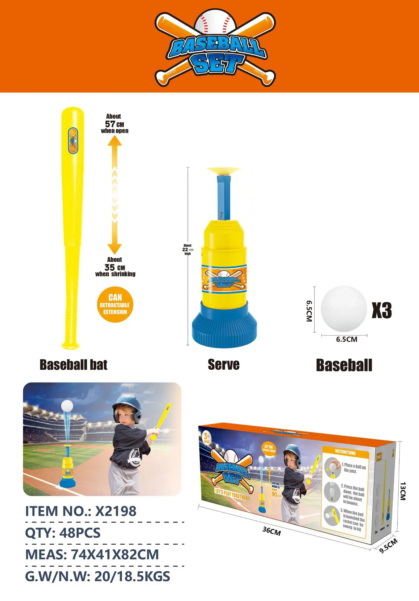 Children's baseball launcher toy set, indoor and outdoor sports leisure toys, remote control electric serve