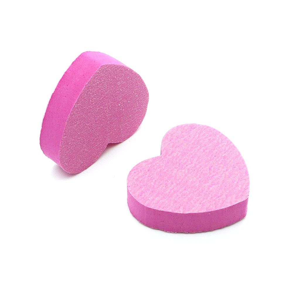 10PCS Double-Sided Sponge Nail Buffer Heart-Shaped Washable Nail Care File Block Nail Polishing Manicure Tools For Salon/DIY Use