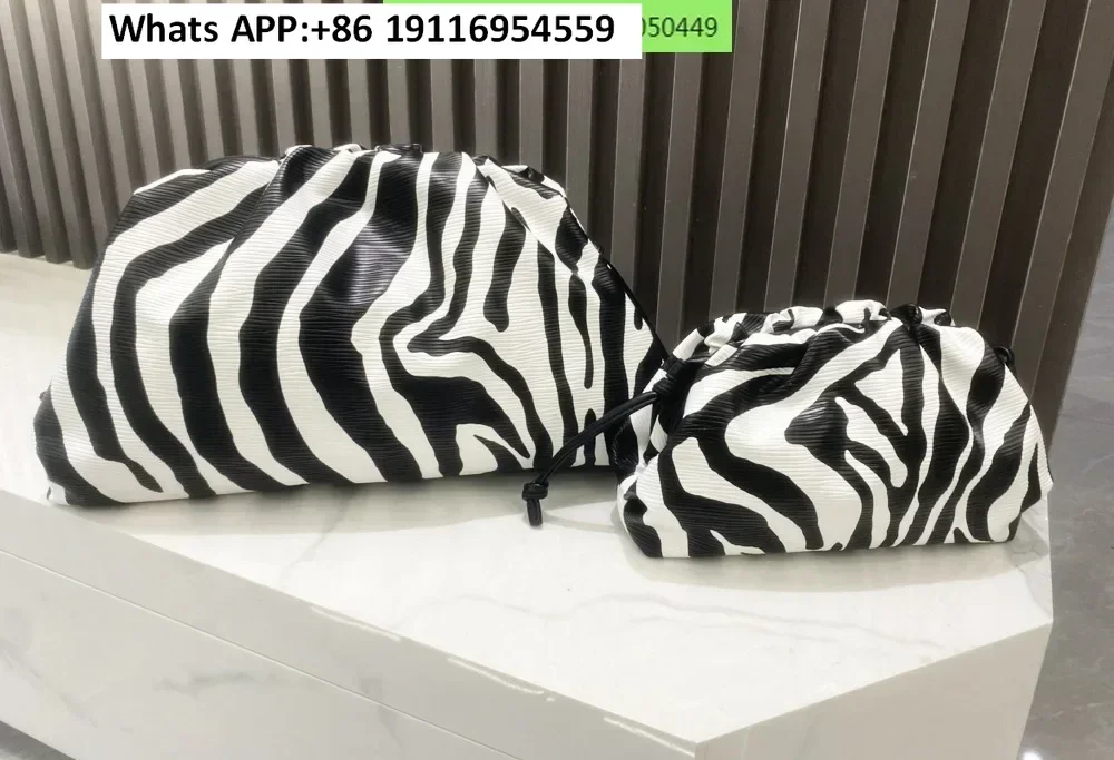 Clip pleated cloud bag with zebra pattern, one shoulder crossbody carrying banquet bag