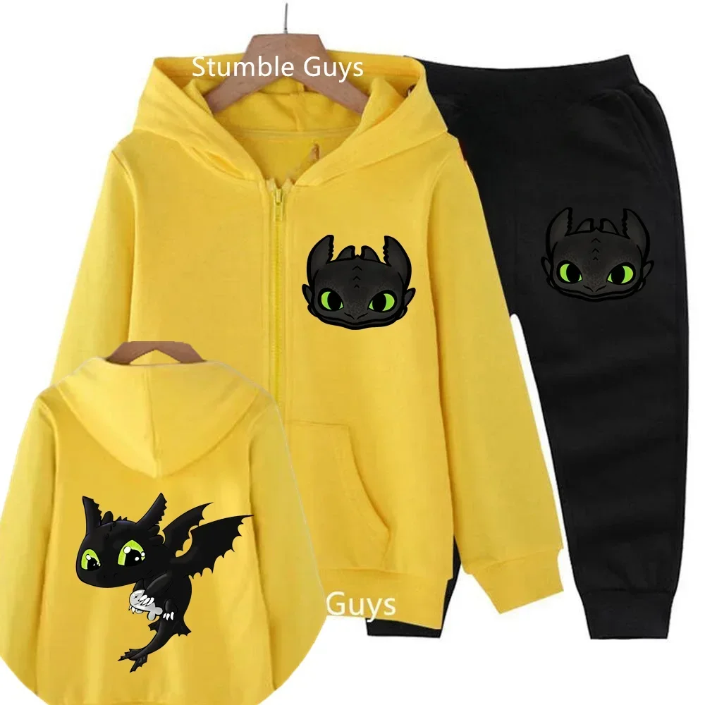 How to train your Dragon hoodie Cartoon print Fall Winter Boys Girls Casual Zipper hoodie Set Toothless Boy