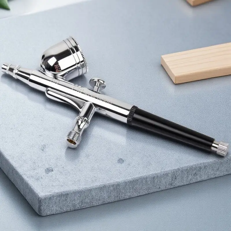 エアブラシスプレーツール 0.2 ミリメートルノズルネイルアート絵画用細かいディテールダブル電動エアブラシペンアート